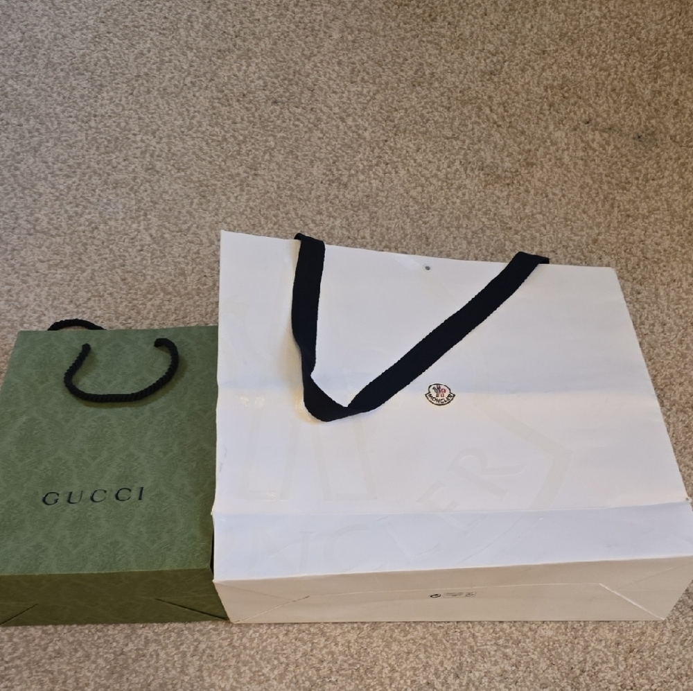 Gucci and Moncler Shopping Bags